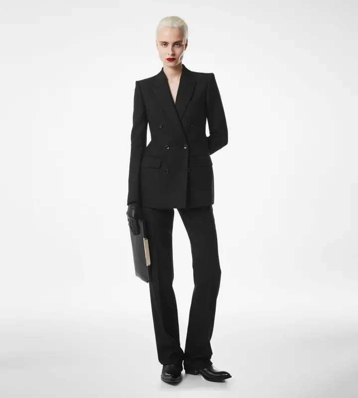 SHARP HERRINGBONE DOUBLE BREASTED JACKET BLACK online